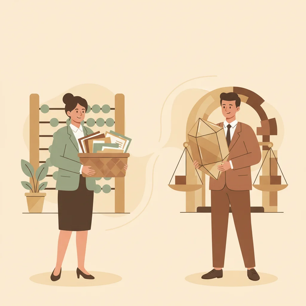 Bookkeeper vs accountant illustration for small business owners